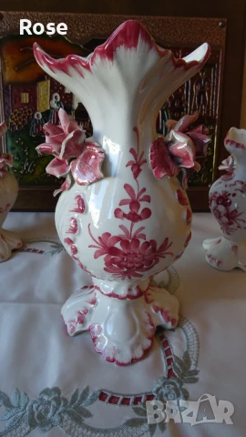 Комплект вази Bassano Italy с рози и цветен декор., снимка 6 - Вази - 50988749