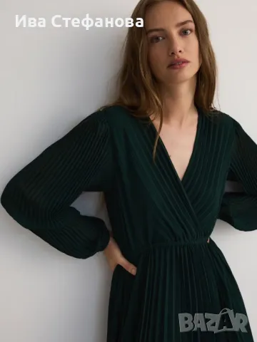 Wow 🤩 Разкошна нова  плисирана плисе солей тъмно зелена елегантна дълга рокля, снимка 7 - Рокли - 48657094