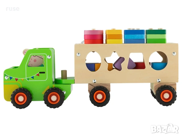 НОВИ! Дървен камион с форми Peppa Pig Прасето Пепа голям 35см, снимка 4 - Коли, камиони, мотори, писти - 50540866