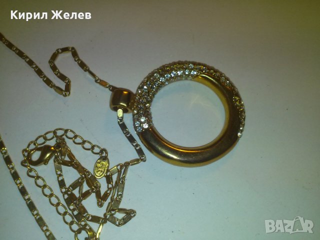 ПОЗЛАТЕНО МАРКОВО КОЛИЕ БРОНЗ ПЕНДАНТ МЕДАЛЬОН КРИСТАЛИ 91133, снимка 7 - Колиета, медальони, синджири - 29722233