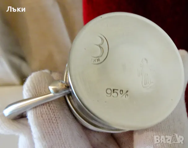 Чаша от калай с ефектна дръжка. , снимка 6 - Антикварни и старинни предмети - 48705255