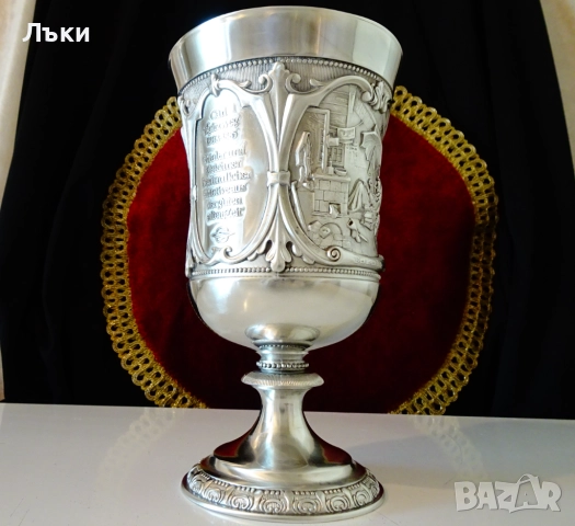 Величествен калаен бокал,чаша от калай 600 мл.,WMF. , снимка 6 - Антикварни и старинни предмети - 51446715