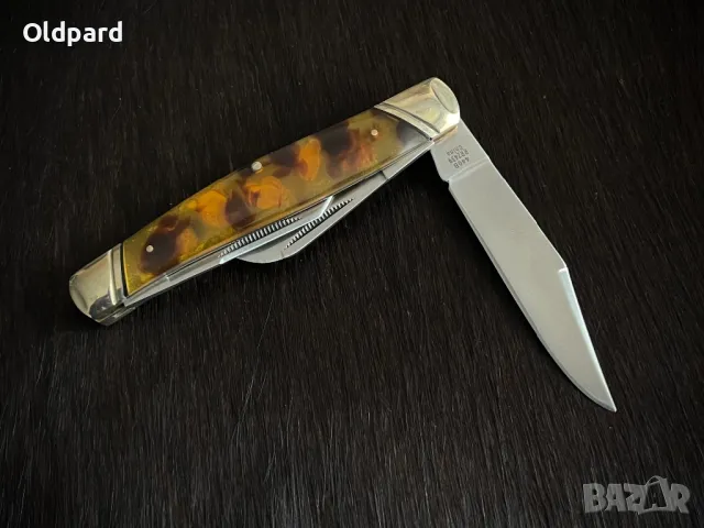 Колекционерски джобен сгъваем нож с три остриета Stockman Imitation Tortoise.  (Rough Ryder) RR2439, снимка 4 - Ножове - 48644281