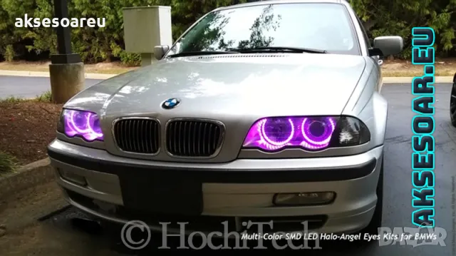 Ангелски очи многоцветни RGB LED Фарове Angel Eyes DRL за кола пръстени 4x131 mm за BMW Е46 Е36, снимка 8 - Аксесоари и консумативи - 48040450