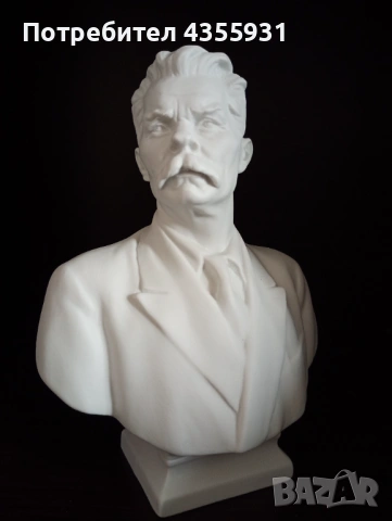 Порцеланов Бюст на Максим Горки ЛФЗ, ранна серия, червен печат 1927-1950г стар руски порцелан сатует