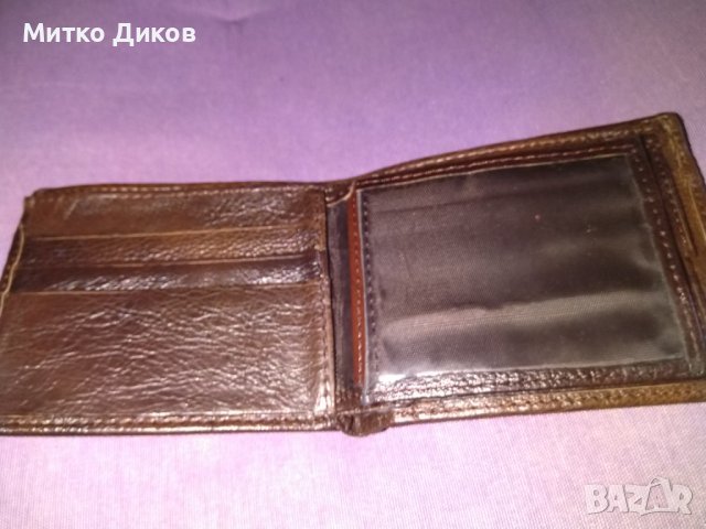 Майкелан портфейл естествена кожа вътрешен цип 115х90мм, снимка 5 - Портфейли, портмонета - 37628212