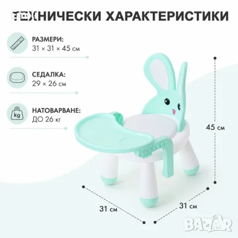 Детско столче за хранене и игра 2в 1 , снимка 7 - Столчета за хранене - 56168896
