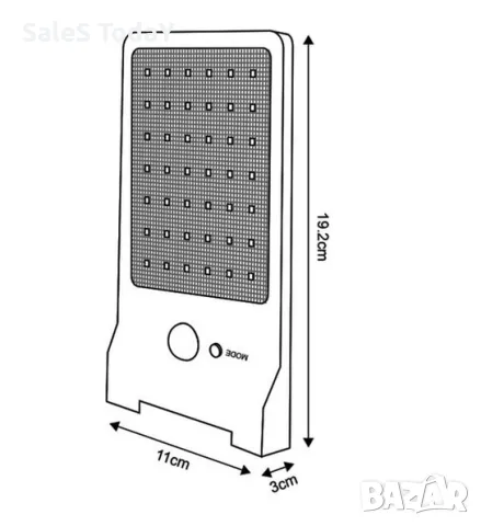 Външна лампа за стена, солар и датчик за движение, 19,5см, снимка 2 - Соларни лампи - 49659490