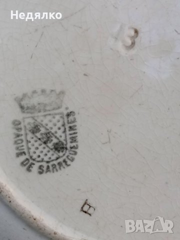 Старинна френска рисувана чиния,1880г, снимка 6 - Антикварни и старинни предмети - 38481752