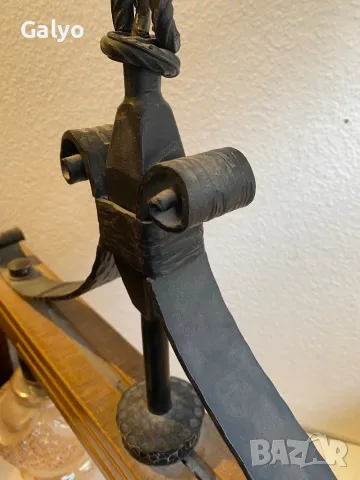 Стар Полилей, Абажур, Лампа от масивно дърво и ковано желязо, снимка 3 - Полилеи - 50235740