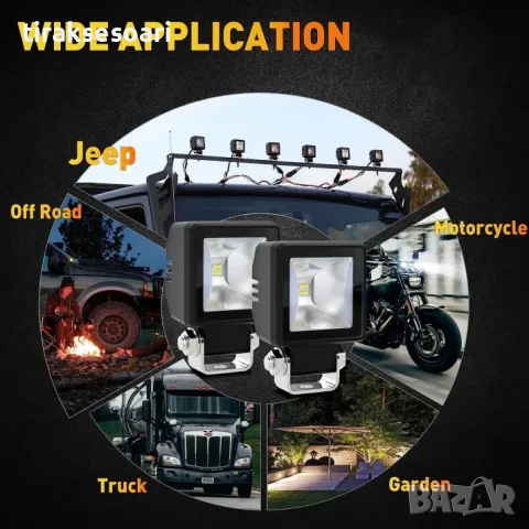 Комплект 6 Броя LED Халогени Фарове за Джип Офроуд Offroad с бял DRL, снимка 8 - Аксесоари и консумативи - 48313007