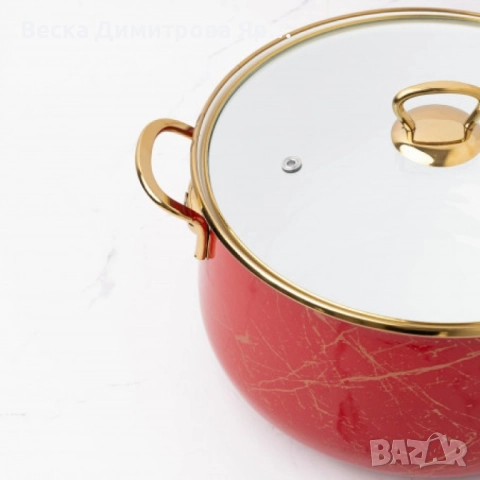Тенджера Goldmann GM 8017-26R, 26x16см.\8.5л., Емайл, Индукция, Червена, снимка 6 - Съдове за готвене - 52142291
