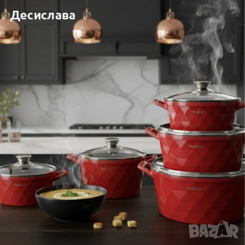 Висококачествен комплект касероли Cheffinger – елегантност, здравина и удобство в кухнята, снимка 4 - Съдове за готвене - 51970465