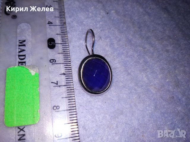 АР ДЕКО СРЕБЪРНА РЕТРО АРТ ОБЕЦА АНГЛИЯ СРЕБРО 925 с ГОЛЯМ ЮВЕЛИРНО ФАСЕТИРАН СИН КАМЪК 36409, снимка 9 - Обеци - 39637887