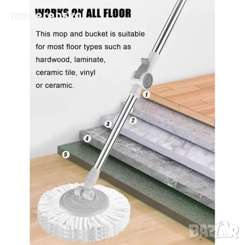 Кофа центрофуга 360° метална лукс, снимка 3 - Мопове, кофи, четки и метли - 51287760