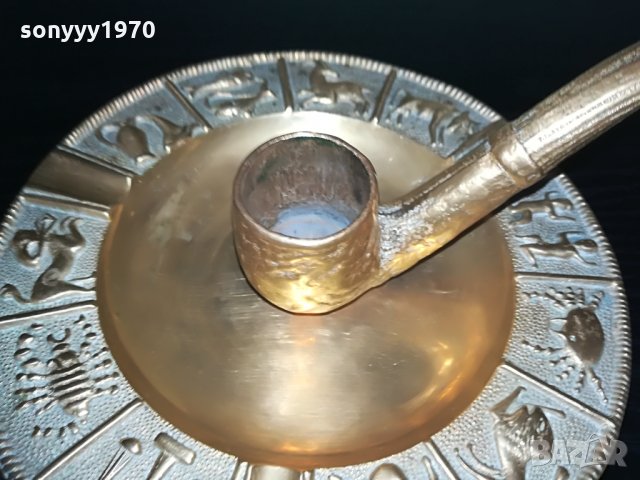 АНТИКА-свещник-лула/мед месинг-ВНОС ШВЕИЦАРИЯ, снимка 2 - Колекции - 29085428