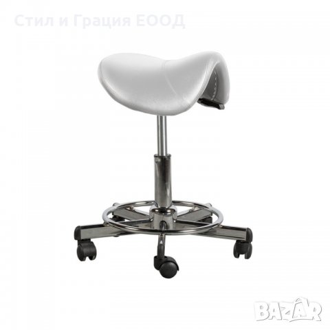 Козметичен/фризьорски стол - табуретка Rodeo - бяла/черна 50/59 см, снимка 1