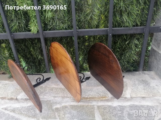 Стенни етажерки, цветарници изработени от дъбов масив с елементи от ковано желязо , снимка 3 - Декорация за дома - 40211525