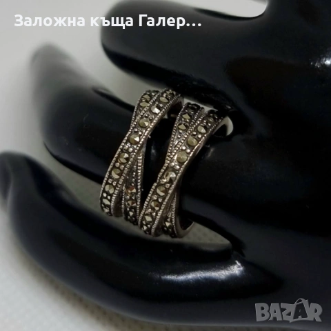 Сребърен пръстен с фианити – 925 проба, снимка 4 - Пръстени - 54214453