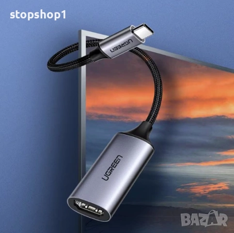 Адаптер Ugreen, USB-C, HDMI 2.0, 4K, 60Hz, Thunderbolt 3 за Macbook, сив, снимка 4 - USB Flash памети - 54253902