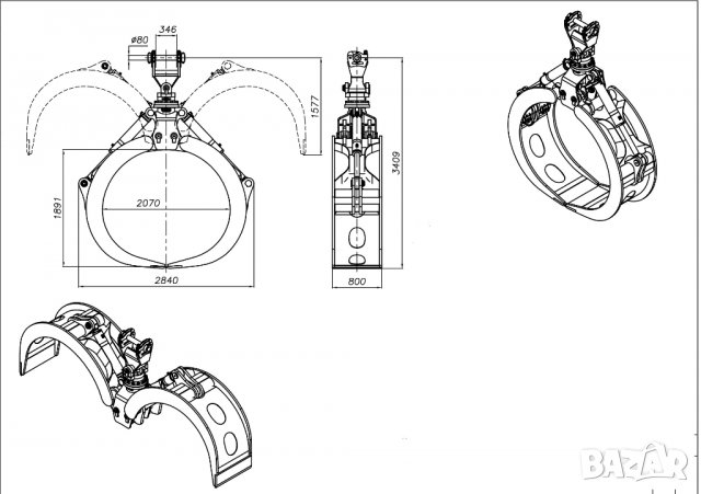 Хидравлични грайфери(щипки) за багери, снимка 2 - Индустриална техника - 39786277