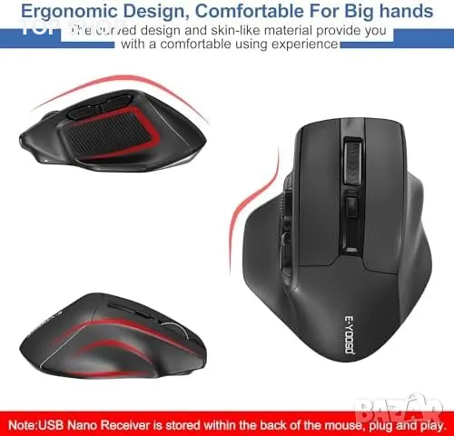 Нова Ергономична Безжична Мишка 5-степен DPI - Идеална за Гейминг, снимка 2 - Клавиатури и мишки - 49509513