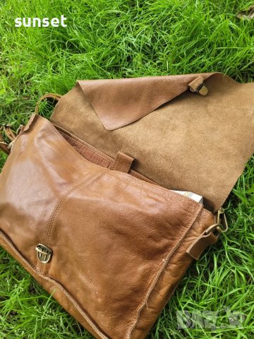 messenger bag ЕСТЕСТВЕНА кожа, кафява чанта работна( лаптоп, документи), снимка 3 - Чанти - 50617759