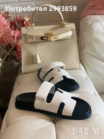 HERMES CHYPRE sandals 36-38.5 сандали ЕРМЕС бели, снимка 9 - Чехли - 55740466