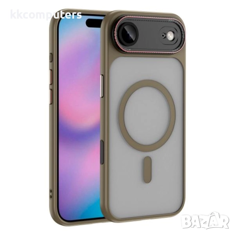 Калъф силикон мат Lens Protection MagSafe / Оранжева рамка / за iPhone 17 Pro Max 6.9 Баркод : 31324