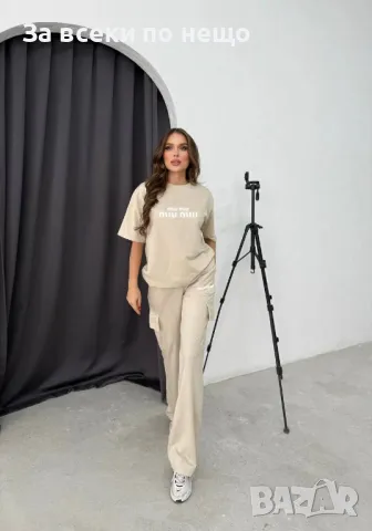 Miu Miu Дамски Спортен Комплект Тениска И Долнище🔝Дамски Спортен Екип Миу Миу - 4 Цвета Код LFS339, снимка 5 - Спортни екипи - 49612852