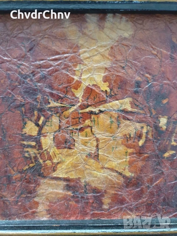 Пламен Костов/21x19см/малка българска картина акрил върху картон/пейзаж-стари къщи/дървена рамка, снимка 3 - Картини - 51484137