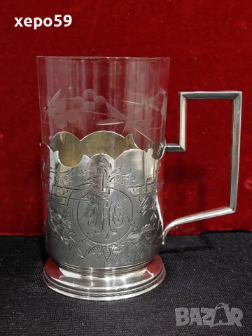 Царска Русия сребърен 84 подстакан с оригинална чаша-сребро 84, 750 €