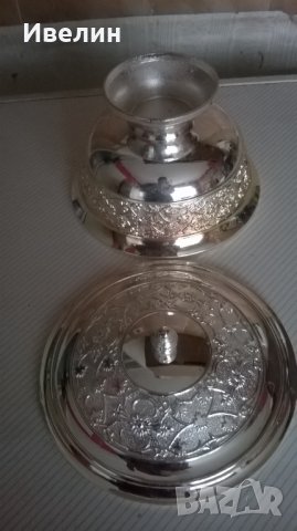 посребрена купичка,захарница, снимка 4 - Антикварни и старинни предмети - 18414974