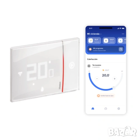 BTICINO смарт термостат, за вграждане, Wi-Fi, тъчскрийн, бял, снимка 2 - Радиатори - 53376168