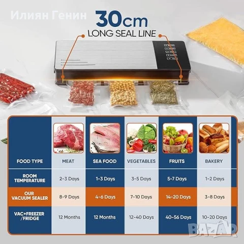 Вакуумна машинка за храна с комплект торбички, снимка 6 - Други - 50803996