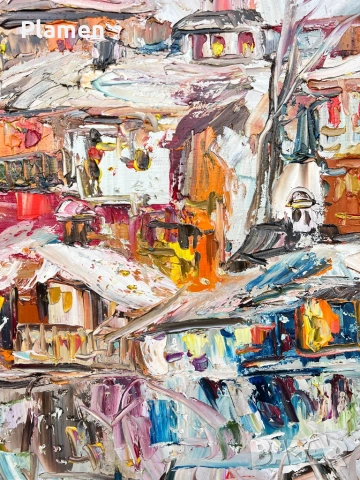 КАРТИНА МАСЛО НА ПЛАТНО ЗИМНА ПРИКАЗКА ДИАН ПЕТРОВ 2025 Г., снимка 4 - Картини - 54160745