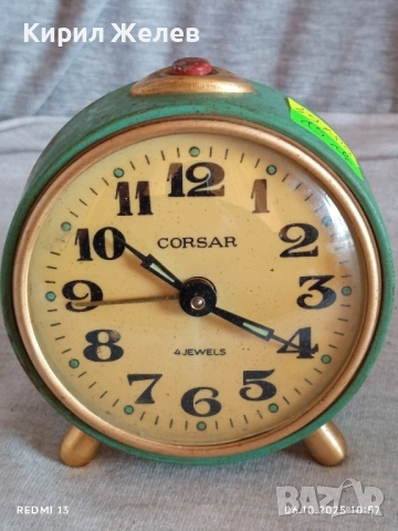 Стар механичен будилник CORSAR за части ремонт КОЛЕКЦИЯ 49189, снимка 2 - Антикварни и старинни предмети - 51959075