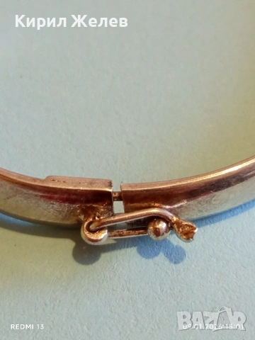 Винтидж сребърна гривна тип Белезник закопчалка тип панта интересна 53065, снимка 2 - Гривни - 53044263