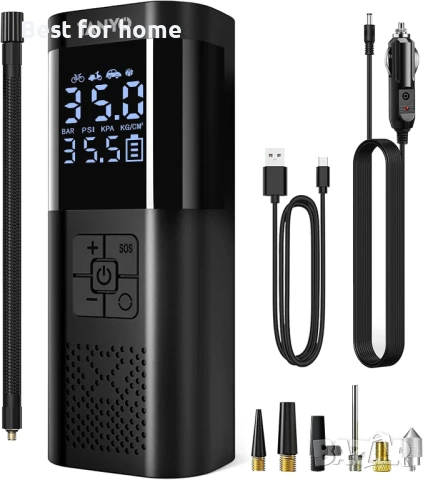 Електрическа въздушна помпа TANYO с USB LED светлина за кола, велосипед, мотоциклет, топка