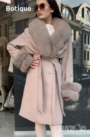 дамско палто от Кашмир и естествен косъм , снимка 2 - Палта, манта - 48566380