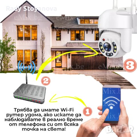 WI-FI КАМЕРА, 5MP, НОЩНО ВИЖДАНЕ, снимка 2 - Друга електроника - 42415576