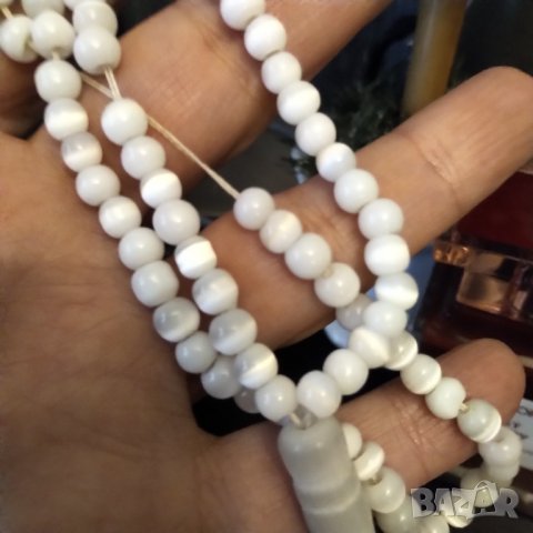 Ретро броеница бяло котешко око разпродажба, снимка 3 - Колекции - 39076857