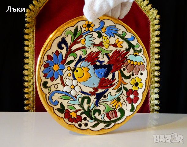 Испанско дизайнерско плато с 24 карата злато,емайли. , снимка 2 - Антикварни и старинни предмети - 30329701