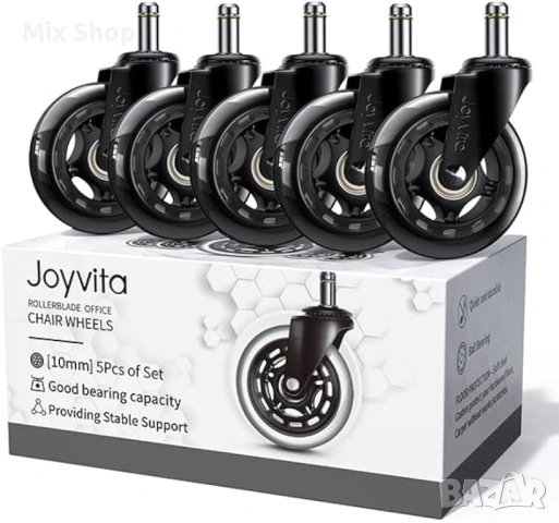 Нов Комплект Колелца за офис стол, 10 мм x 22 мм