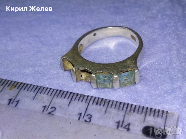 Стар СКЪПОЦЕНЕН СРЕБЪРЕН ПРЪСТЕН СРЕБРО 925 АНГЛИЯ със СИН ЦИРКОН - ЛИПСВАТ Две КАМЪЧЕТА ! 31410, снимка 2 - Антикварни и старинни предмети - 42639916