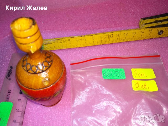 СТАР ПИРОГРАФИРАН РИСУВАН ДЪРВЕН ЕТНО СУВЕНИР 42855, снимка 5 - Декорация за дома - 44185089