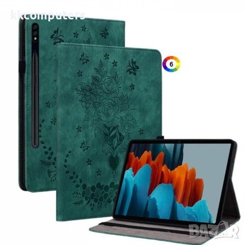 Samsung Galaxy Tab S9 SM-X716 Butterfly Rose Кожен Калъф и Протектор, снимка 6 - Калъфи, кейсове - 51126878
