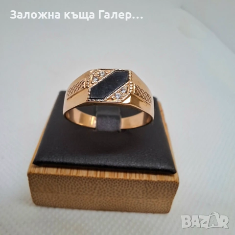 Мъжки златен пръстен с фианити, 4,20г – мощен и стилен, снимка 2 - Пръстени - 54216591