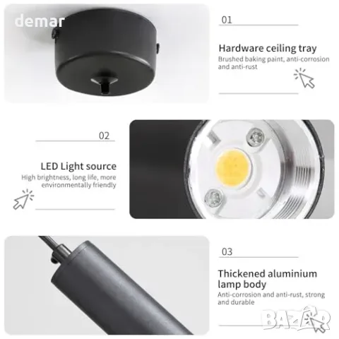 Mikeru висящи LED полилейни лампи за остров, 2 бр., 3 CCT 3000–6500K, регулируеми, снимка 4 - Полилеи - 55871323