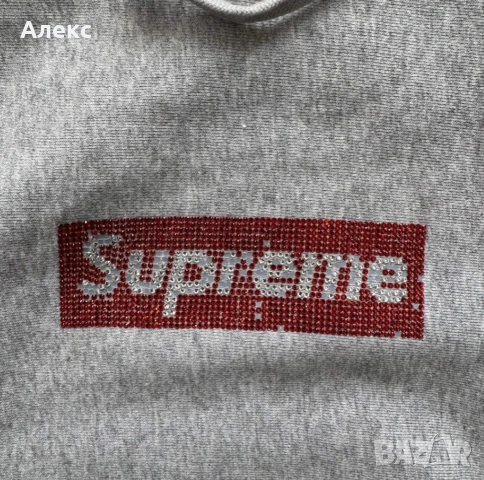 supreme x Swarovski Boxlogo hoodie , снимка 2 - Суичъри - 53956005